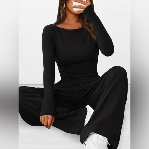 Long Sleeve Top and Wide Leg Pants Set - Picture 3 of 16